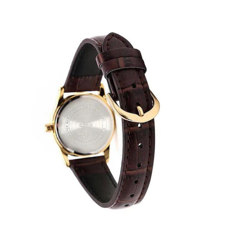 Жіночий годинник Casio LTP-V001GL-1BU у класичному стилі з золотистим корпусом та шкіряним ремінцем