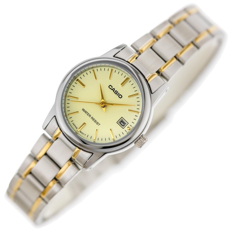 Женские часы Casio LTP-V002SG-9A – Классическая модель с минеральным стеклом и отображением даты