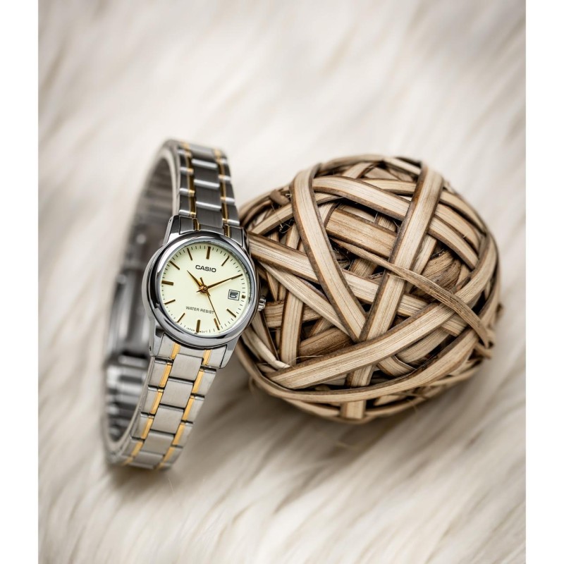 Женские часы Casio LTP-V002SG-9A – Классическая модель с минеральным стеклом и отображением даты