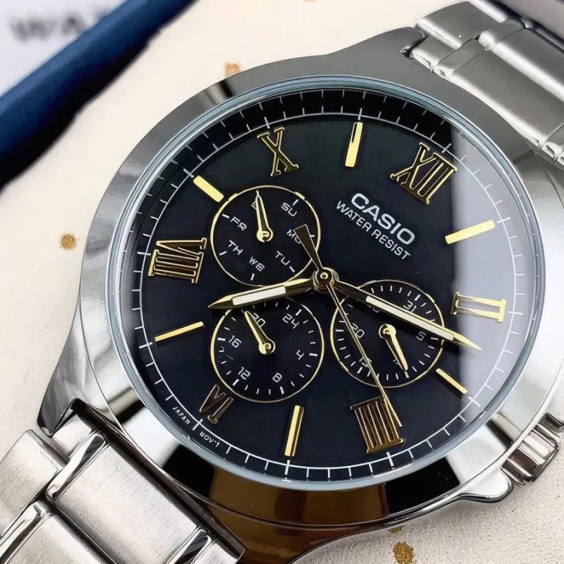 Жіночий годинник Casio LTP-V300D-1A2 класичний сталевий браслет з багатофункціональним циферблатом