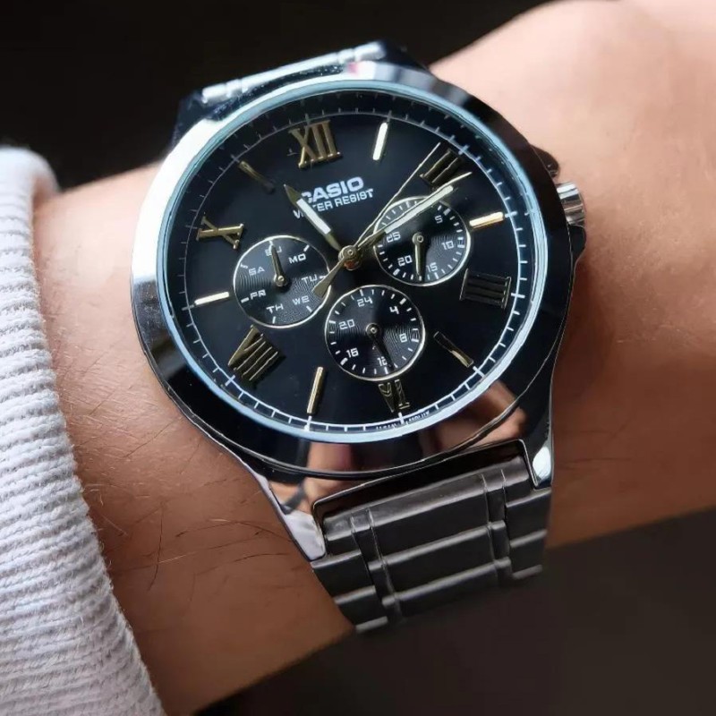 Жіночий годинник Casio LTP-V300D-1A2 класичний сталевий браслет з багатофункціональним циферблатом