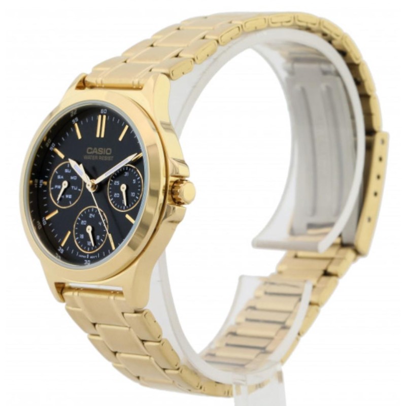 Жіночий годинник Casio LTP-V300G-1A з багатофункціональним циферблатом та золотистим покриттям