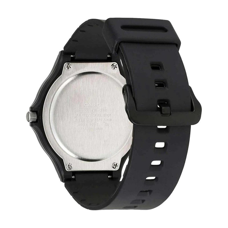 Чоловічий годинник Casio MW-240-1B2 — класична кварцова модель з водозахистом 5 ATM та полімерним корпусом