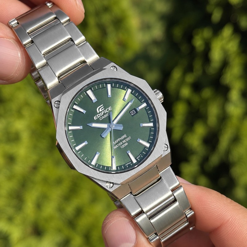 Мужские часы Casio Edifice EFR-S108D-3A с сапфировым стеклом и зеленым циферблатом