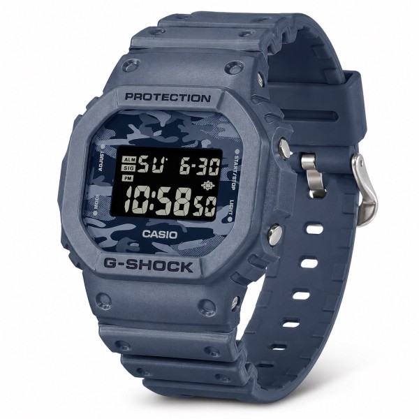 Мужские часы Casio G-SHOCK DW-5600CA-2 в синем корпусе с минеральным стеклом и водозащитой 20 ATM