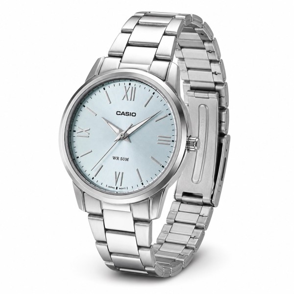 Жіночий годинник Casio LTP-1303DD-2A з синім циферблатом та сталевим браслетом