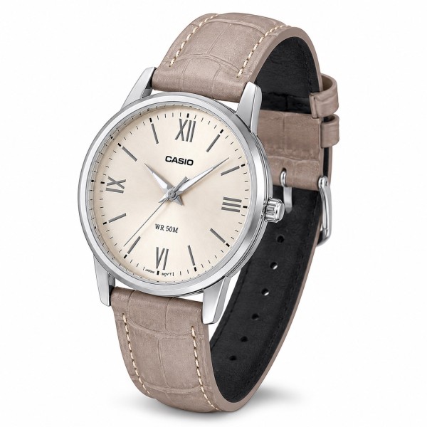 Жіночий годинник Casio LTP-1303LL-7A — класична модель з японським механізмом та шкіряним ремінцем