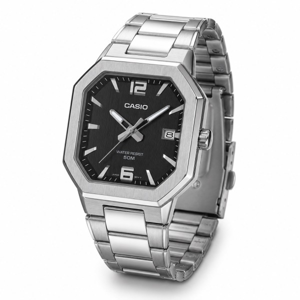 Мужские часы Casio MTP-B195D-1A в квадратном корпусе из нержавеющей стали и минеральным стеклом
