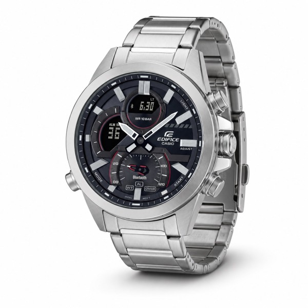 Чоловічий годинник Casio Edifice ECB-30D-1A зі сталевим браслетом, Bluetooth та водозахистом 10 ATM