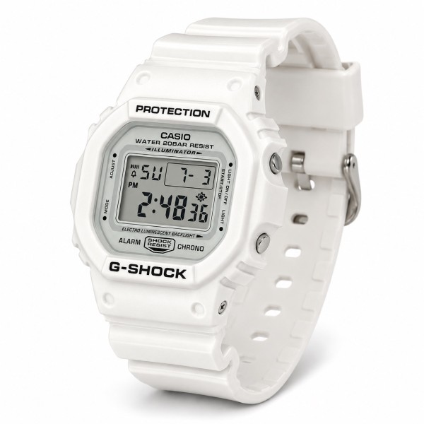 Чоловічий годинник Casio G-SHOCK DW-5600MW-7 білий спортивний з захистом 20 ATM