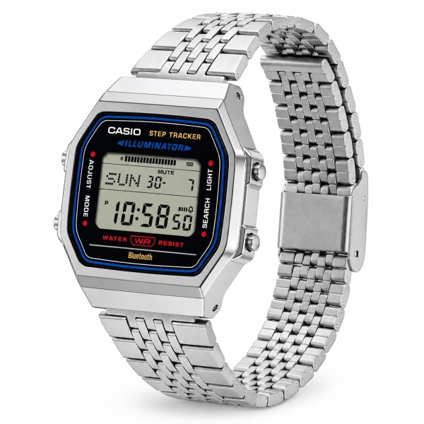 Чоловічий годинник Casio ABL-100WE-1A з Bluetooth, крокоміром та сталевим браслетом