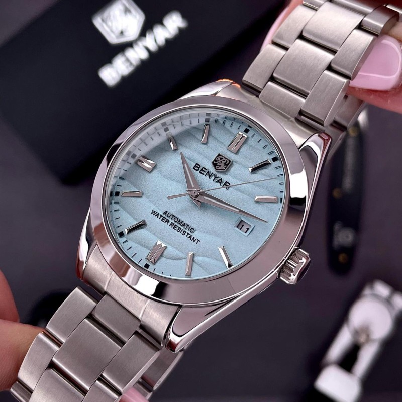 Мужские механические часы Benyar BY-5208 Blue с автоподзаводом и синим циферблатом