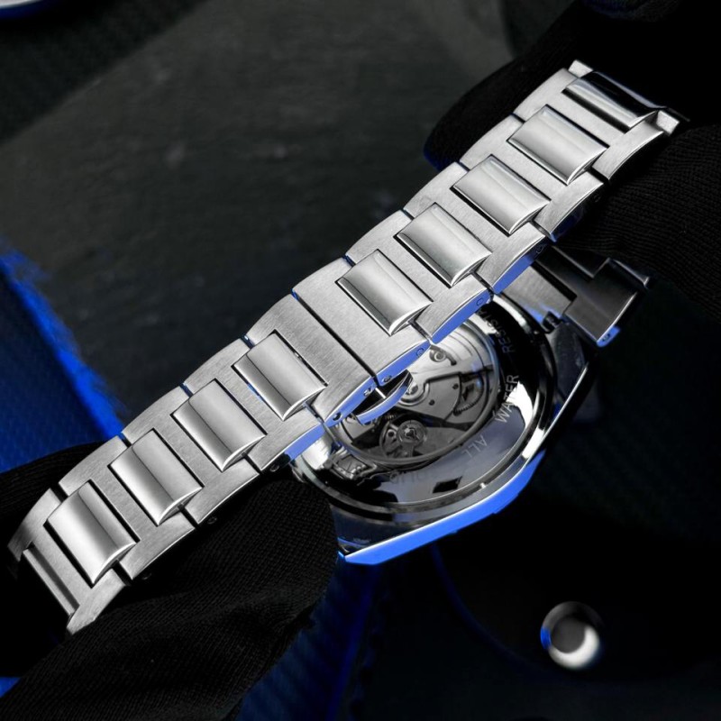 Мужские механические часы Benyar BY-5203 Silver-Blue с автоподзаводом и стальным браслетом