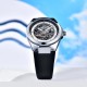 Чоловічий механічний годинник Benyar BY-5207 Black-Silver-White з автопідзаводом та шкіряним ремінцем