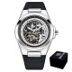 Чоловічий механічний годинник Benyar BY-5207 Black-Silver-White з автопідзаводом та шкіряним ремінцем