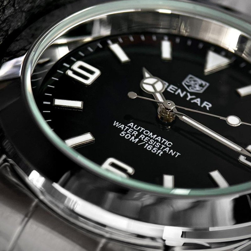 Мужские механические часы Benyar BY-5177 Black с автоподзаводом и стальным браслетом