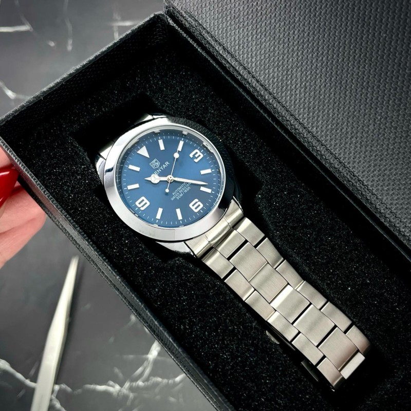 Мужские механические часы Benyar BY-5177 Blue с автоподзаводом и стальным браслетом
