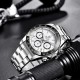 Мужские часы Benyar BY-5169 Silver-White со стальным браслетом, хронографом и тахиметром