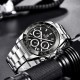 Мужские часы Benyar BY-5169 Silver-Black с хронографом и стальным браслетом