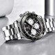 Чоловічий наручний годинник Benyar BY-5169 Silver-Black-White з хронографом та сталевим браслетом