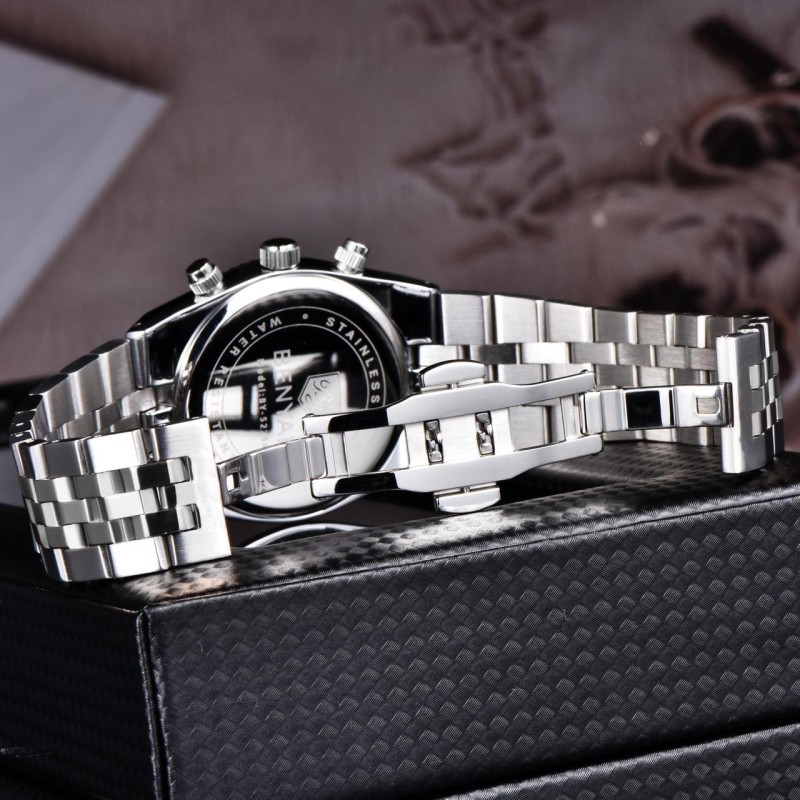 Чоловічий класичний годинник Benyar BY-5225 Silver-White зі сріблястим браслетом та білим циферблатом