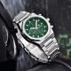 Чоловічий наручний годинник Benyar BY-5216 Silver-Green з хронографом та сталевим браслетом