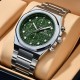 Чоловічий наручний годинник Benyar BY-5216 Silver-Green з хронографом та сталевим браслетом