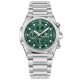 Чоловічий наручний годинник Benyar BY-5216 Silver-Green з хронографом та сталевим браслетом