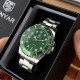 Чоловічий наручний годинник Benyar BY-5223 Silver-Green зі сталевим браслетом та зеленим циферблатом