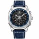 Чоловічий наручний годинник Benyar BY-5222 Blue-Silver з хронографом та шкіряним ремінцем