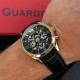 Мужские наручные часы Guardo 012837-6 Gold/Black с календарем и кожаным ремешком