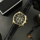 Мужские наручные часы Guardo 012837-6 Gold/Black с календарем и кожаным ремешком