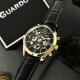 Мужские наручные часы Guardo 012837-6 Gold/Black с календарем и кожаным ремешком