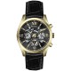 Мужские наручные часы Guardo 012837-6 Gold/Black с календарем и кожаным ремешком