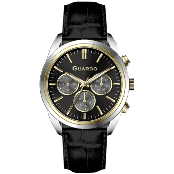 Чоловічий наручний годинник Guardo 012836-4 Silver-Gold з датою та днем тижня