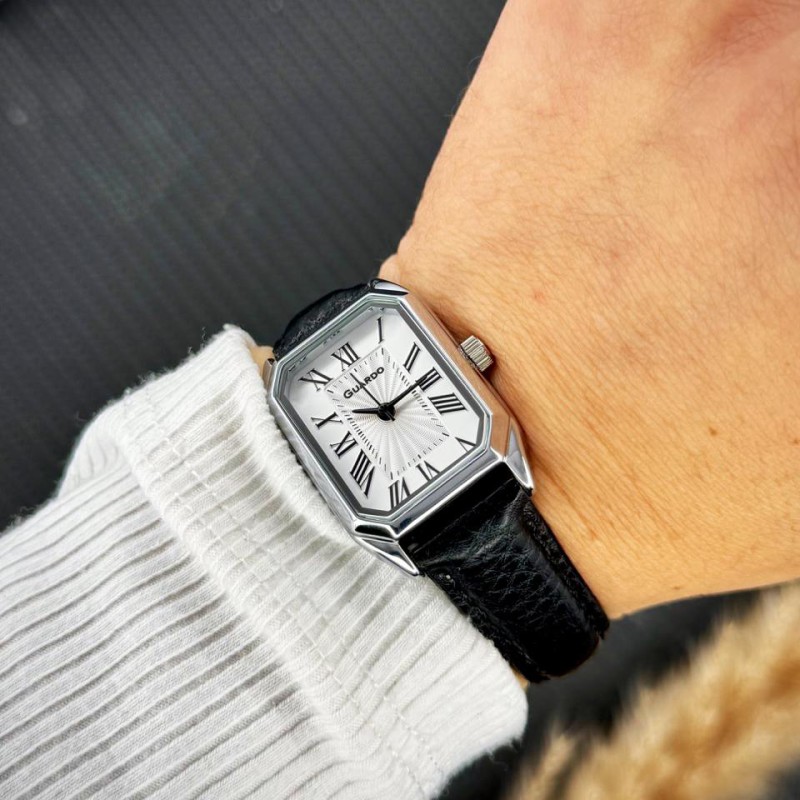 Жіночий наручний годинник Guardo 012831-1 Silver-White-Black, класичний кварцовий годинник
