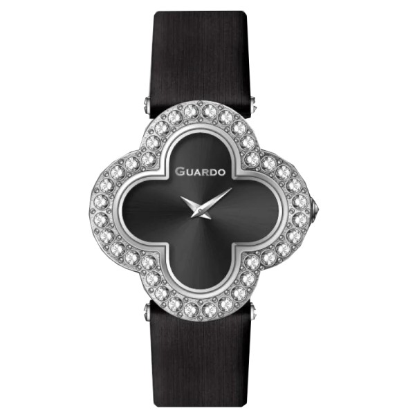 Жіночий годинник Guardo 012833-1 Silver-Black — класична модель з італійським дизайном та шкіряним ремінцем