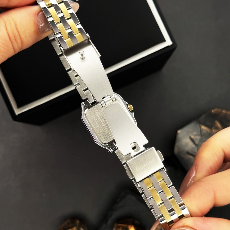 Жіночий годинник Guardo 012830-3 Silver-Gold з кварцовим механізмом та прямокутним корпусом