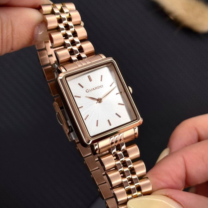 Женские часы Guardo 012803-4 в цвете Rose Gold с прямоугольным корпусом