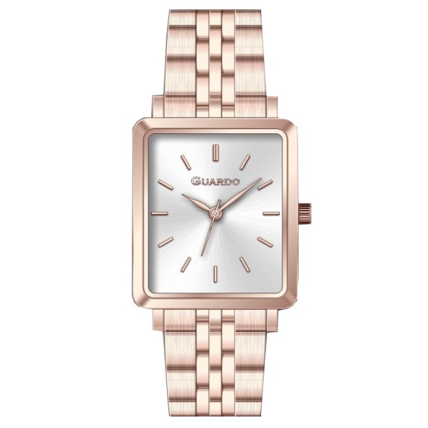 Женские часы Guardo 012803-4 в цвете Rose Gold с прямоугольным корпусом