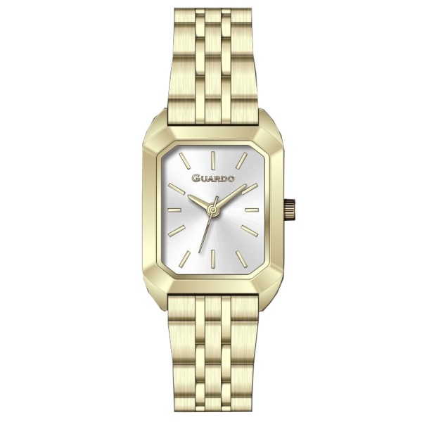 Женские часы Guardo 012800-1 Gold-Silver — классические кварцевые часы в прямоугольном корпусе