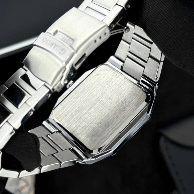 Мужские часы Guardo 012726-1 M Silver-Black в квадратном корпусе с браслетом