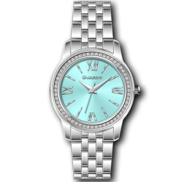 Жіночий годинник Guardo 012777-1 Silver-Turquoise — класична модель з нержавіючої сталі