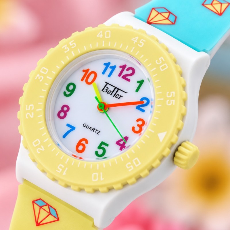 Детские часы Better 001 Superstar Yellow-White кварцевые с силиконовым ремешком