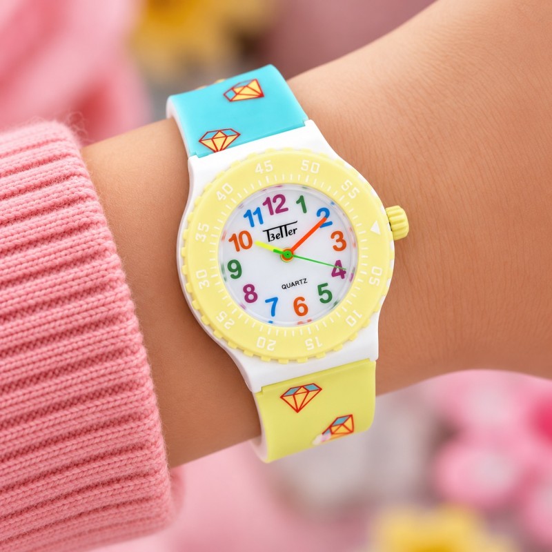 Детские часы Better 001 Superstar Yellow-White кварцевые с силиконовым ремешком