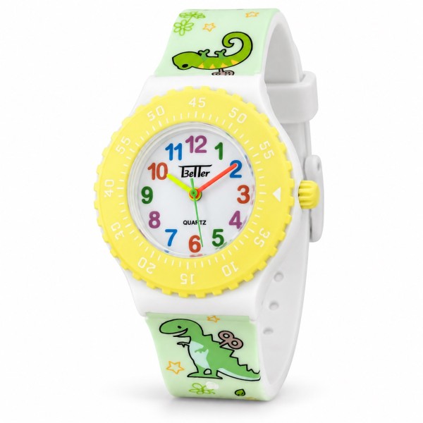 Детские часы Better 001 Fantastic Yellow-White с кварцевым механизмом и силиконовым ремешком