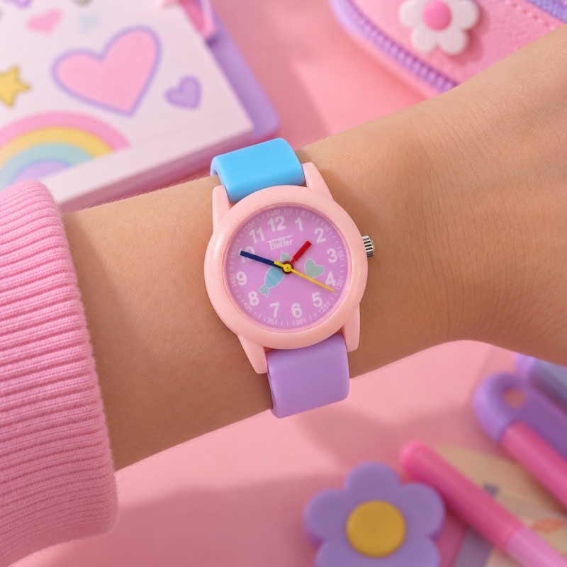 Детские часы Better 002 Candy Pink-Pink с кварцевым механизмом и силиконовым ремешком