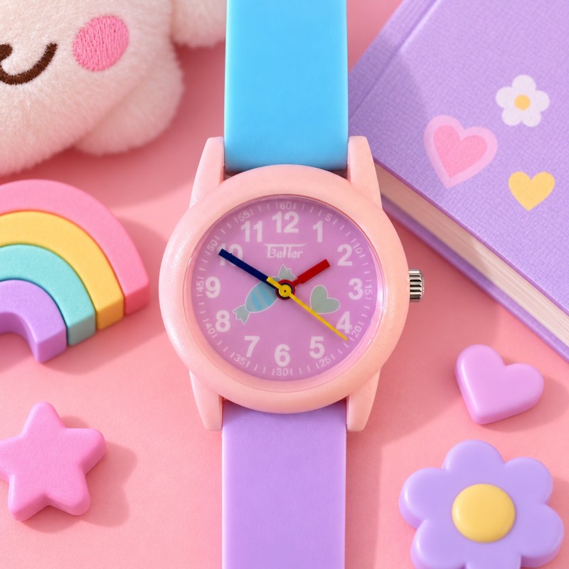 Детские часы Better 002 Candy Pink-Pink с кварцевым механизмом и силиконовым ремешком