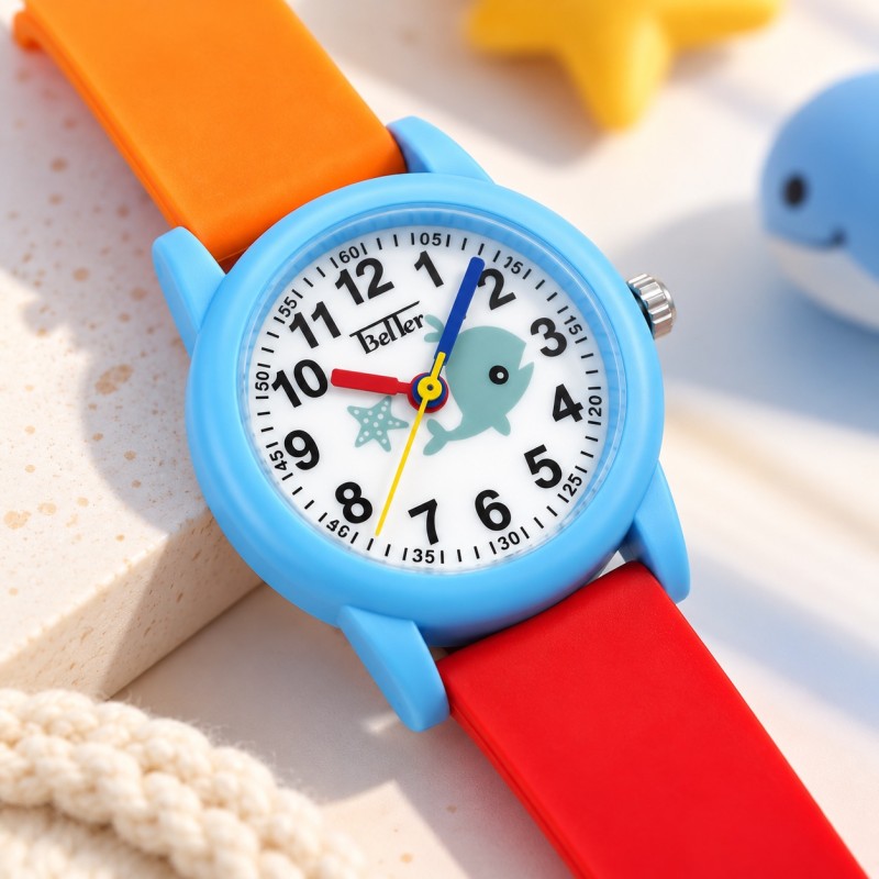 Детские часы Better 002 Dolphin Blue-White с кварцевым механизмом и силиконовым ремешком