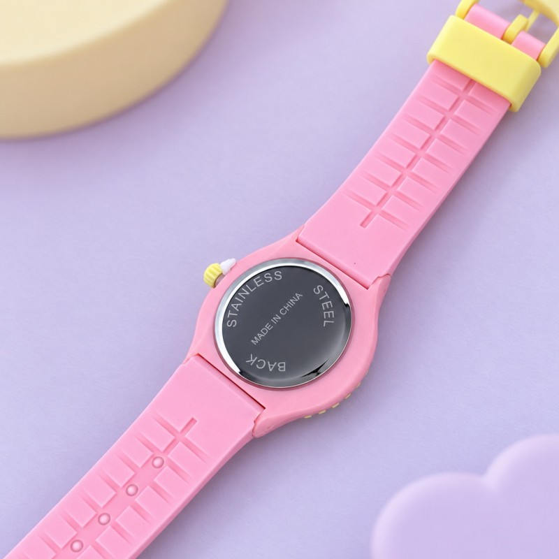 Детские часы Better 004 Pink-Yellow-White для девочек, кварцевые со стрелочным циферблатом